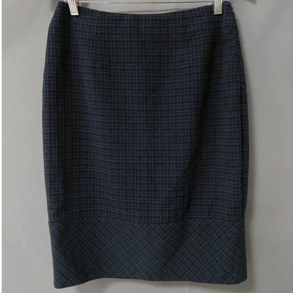 Brooks Brothers Cotton Blend Blue Pencil Knee Length Skirt Women Size 6P